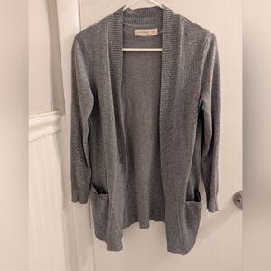 Gray Open Front Cardigan Sweater